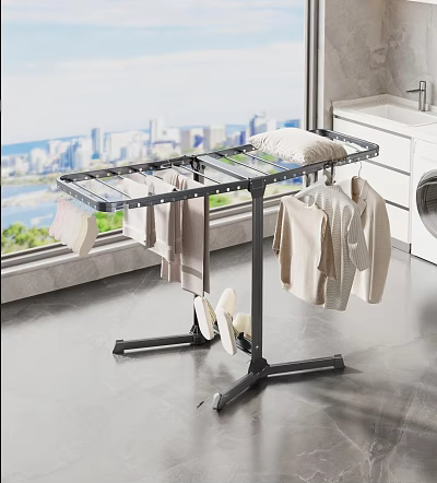 Sturdy Modern Clothes Drying Rack For Indoor Balcony With Clothes Towels And Pillow 3d model