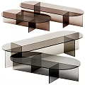 Modern Coffee Table With Transparent Glass Top And Geometric Metal Frame Design