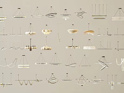 Stylish Modern Chandelier Collection With Various Designs And Hanging Pendant Lights 3d model