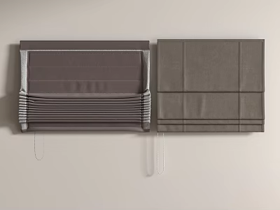 Modern Fabric Roman Shades In Gray With Pull Cord For Window Treatment 3d model