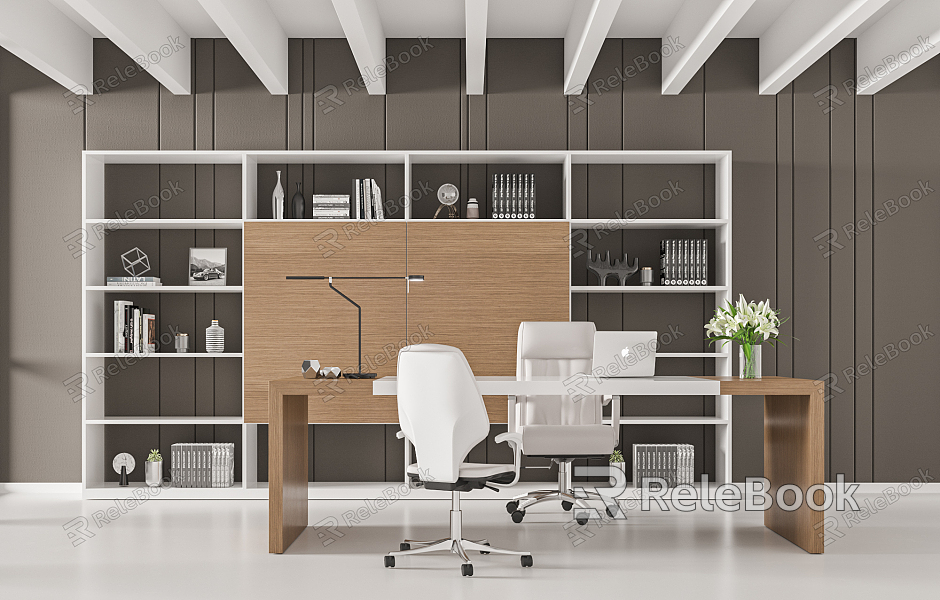 Modern office desk and chair manager room model