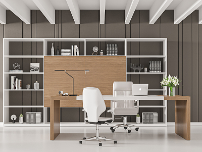 Modern office desk and chair manager room model