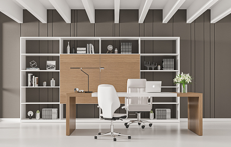 Modern office desk and chair manager room 3d model