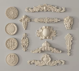 French Carved Combination Gypsum Carved Decoration Carved Corner Flower 3d model