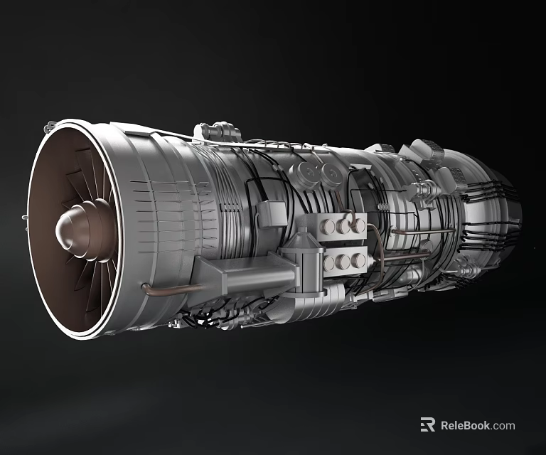 Detailed Aircraft Engine 3D Render With Exposed Metal Components Internal Blades And Complex Structure 3d model 
