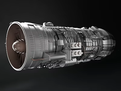 Detailed Aircraft Engine 3D Render With Exposed Metal Components Internal Blades And Complex Structure 3d model