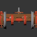 Red Heavy Duty Industrial Equipment With Multiple Wheels And Mechanical Structure 3d model