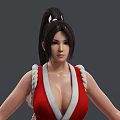 Female Character In Red And White Outfit With High Ponytail And White Rope Decorations