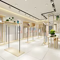 Modern Clothing Store Interior With Clothing Racks Apparel Display Shelves Green Plants Mirrors And Lighting