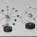 Decorative Ornament Set With Colorful Spheres Metal Frame And Black Base Tabletop Decoration