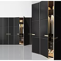 Modern Wardrobe Designs in Various Colors Featuring Open Door Hanging Clothes and Interior Lighting