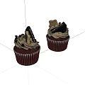 Tasty Dark Brown Cupcakes With Chocolate Cream Frosting Oreo Cookies And Berries