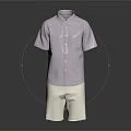 Light Purple Short Sleeve Shirt With Beige Casual Shorts Outfit