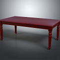 Sturdy Red Wooden Dining Table With Long Surface And Elegant Carved Legs