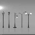 Vintage Outdoor Street Lights with Various Traditional Designs and Black Metal Structures