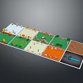 Pixel Style Scene Construction With Snowy Grassland Desert Zones And Panda Tree Elements 3d model