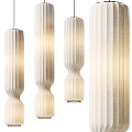 Modern Textured Linen Pendant Lights With Curved Cylindrical Design For Interior Spaces