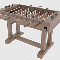 Pottery Barn Wooden Foosball Table with Black Rods and White Player Figures Indoor Sports Equipment