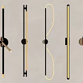 Modern Wall Lamps with Various Designs Mounted on Gray Wall and Metal Frames