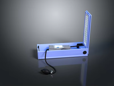 Blue Equipment Box With Open Lid Control Panel And Black Cable Mouse Device 3d model
