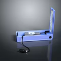 Blue Equipment Box With Open Lid Control Panel And Black Cable Mouse Device