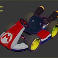 Red White Mario Go Kart Featuring M Logo Blue Seat Yellow Wheels
