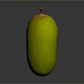 Fresh Green Mango Oval Shaped with Brown Stem Juicy Tropical Fruit Ready to Eat