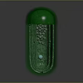 Oval Shaped Green Decorative Art Piece with Blue Spheres and White Particles Inside