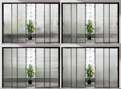 Modern sliding door glass sliding door 3d model