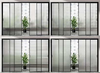 Modern sliding door glass sliding door 3d model