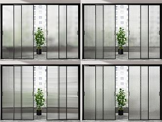 Modern sliding door glass sliding door 3d model