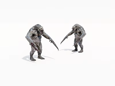 Monstrous Game and Movie Characters With Long Snouts Sharp Claws and Confrontational Stance 3d model
