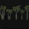 3D Tree Modeling Equipment With White Trunk Green Canopy And Silhouette Figure