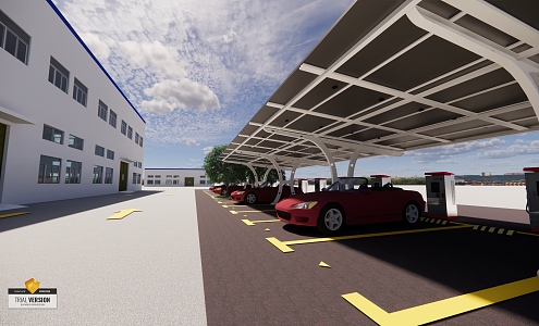 Photovoltaic shed and roof of industrial park 3d model