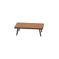 Modern Coffee Table With Wooden Tabletop And Black Metal Frame Legs