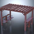 Outdoor Wooden Pergola With Lattice Roof Bench And Side Shelf Design
