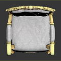 Elegant Accent Chair With Golden Carved Frame Gray Tufted Backrest Upholstered Seat And Ornate Armrests