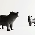 Stylish Black Animal Shaped Single Chairs Hippo And Cat Models On White Background