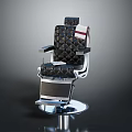 Classic Barber Chair Furniture With Black Diamond Quilted Upholstery Silver Metal Frame And Round Base