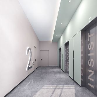 modern elevator hall 3d model