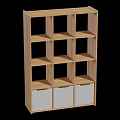 Wooden Display Shelf With Multiple Storage Compartments And Bottom Door Cabinets 3d model