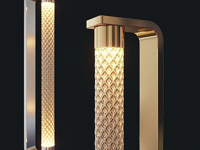 Luxury Modern Wall Lamp With Gold Frame Crystal Body And Diamond Pattern Illumination Design 3d model