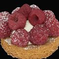 Fresh Raspberry Tart With Cream Filling And Powdered Sugar Topping