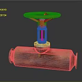 Rusted Metal Valve Featuring Red Wheel Handle And Industrial Design Elements