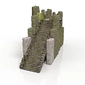 Modern Landscape Design With Moss Covered Stone Stairs And Stone Walls
