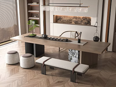 New Chinese Tea Table and Chair 3d model