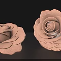 Pink Rose Shaped Decorative Ornament Set With Textured Petals For Home Decor
