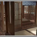 Traditional Japanese Restaurant Interior with Wooden Structure Shoji Screens Bar Counter Lanterns and Wine Racks