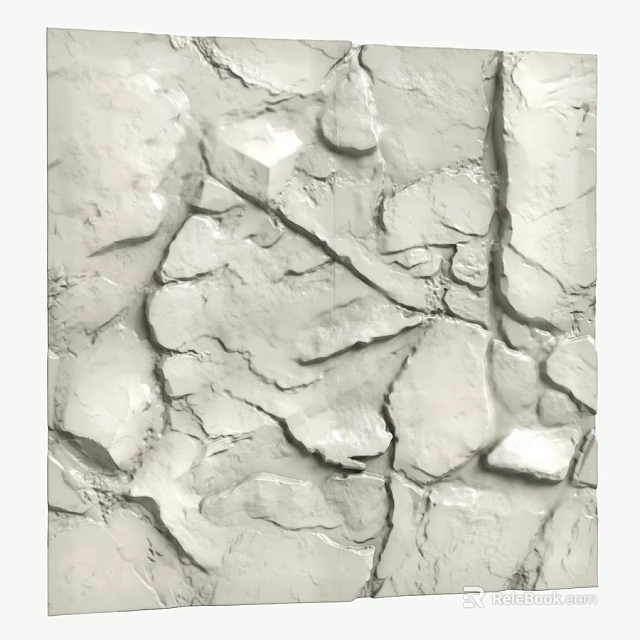 Decorative Natural Stone Wall with Rough Texture and Irregular Cracks 3d model 