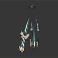 Futuristic Spaceships Flying With Blue Light Beams Energy Bursts And Reflective Surfaces